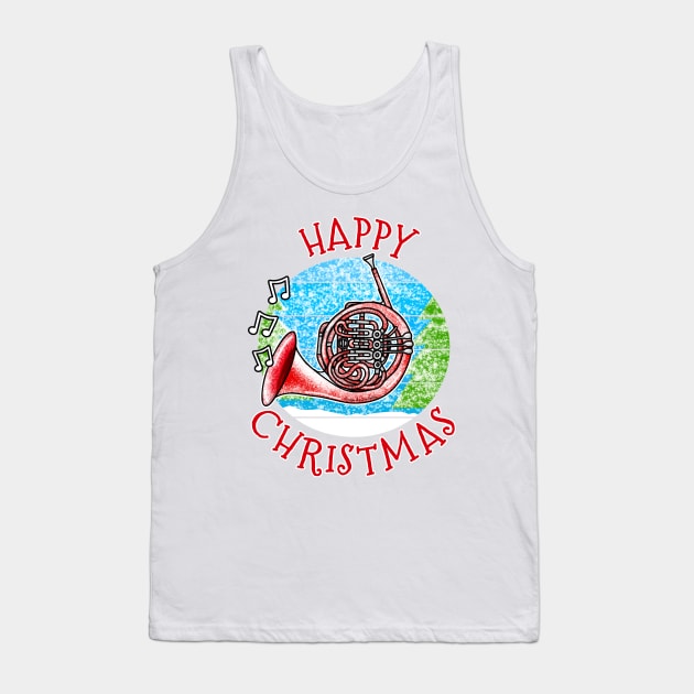 Christmas French Horn Hornist Brass Musician Xmas 2022 Tank Top by doodlerob